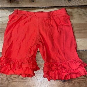 K Pea Ruffled Elastic Waist Shorts dark orange